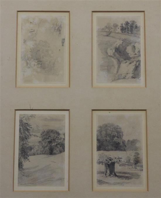 Henry Wyatt (1794-1840) Landscapes, trees and botanical studies, largest 7 x 4.25in., in 6 frames